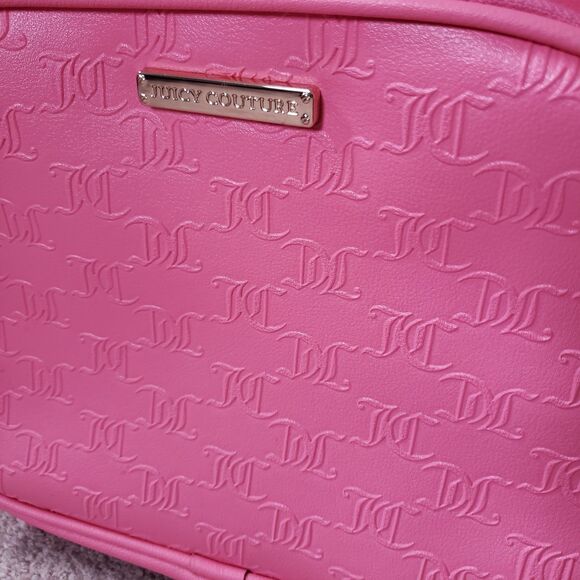 Juicy Couture Word Play Pink Backpack Pockets Silky Straps Logo Pattern Medium - Picture 5 of 8